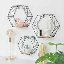 Load image into Gallery viewer, Iron Hexagonal Grid Wall Shelf Combination Wall Hanging Geometric Figure For Wall Decoration  Living Room Bedroom Nordic Rack