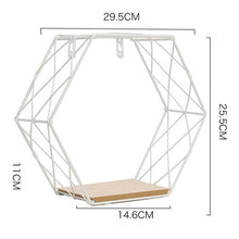 Load image into Gallery viewer, Iron Hexagonal Grid Wall Shelf Combination Wall Hanging Geometric Figure For Wall Decoration  Living Room Bedroom Nordic Rack