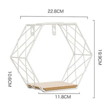 Load image into Gallery viewer, Iron Hexagonal Grid Wall Shelf Combination Wall Hanging Geometric Figure For Wall Decoration  Living Room Bedroom Nordic Rack