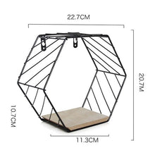 Load image into Gallery viewer, Iron Hexagonal Grid Wall Shelf Combination Wall Hanging Geometric Figure For Wall Decoration  Living Room Bedroom Nordic Rack